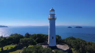 Sequências de fotos aéreas tiradas é em cima do Farol das Conchas é focando o próprio Farol Praia de Fora e Praia do Farol com um pedaço do Istmo